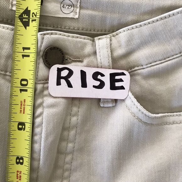 OAT New York Beige Neutral Mid Rise Wide Leg Cropped Frayed Denim Jeans - 4 27 - Picture 6 of 9